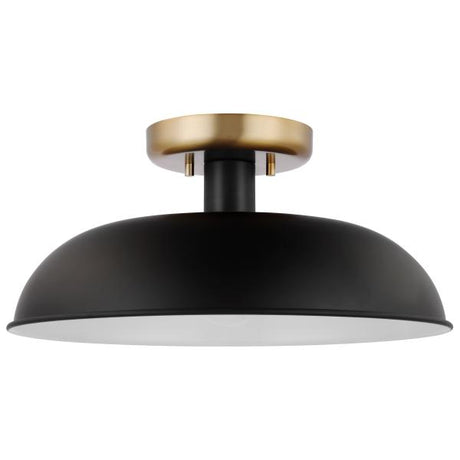 Colony - 1 Light - Small Semi-Flush Mount Fixture - Matte Black with Burnished Brass