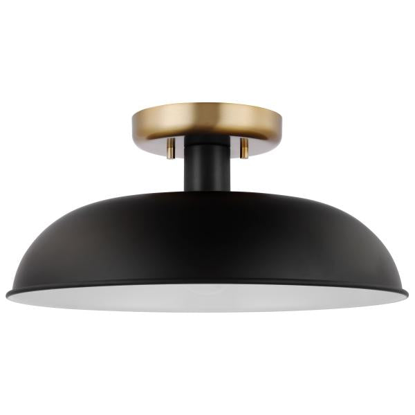 Colony - 1 Light - Small Semi-Flush Mount Fixture - Matte Black with Burnished Brass