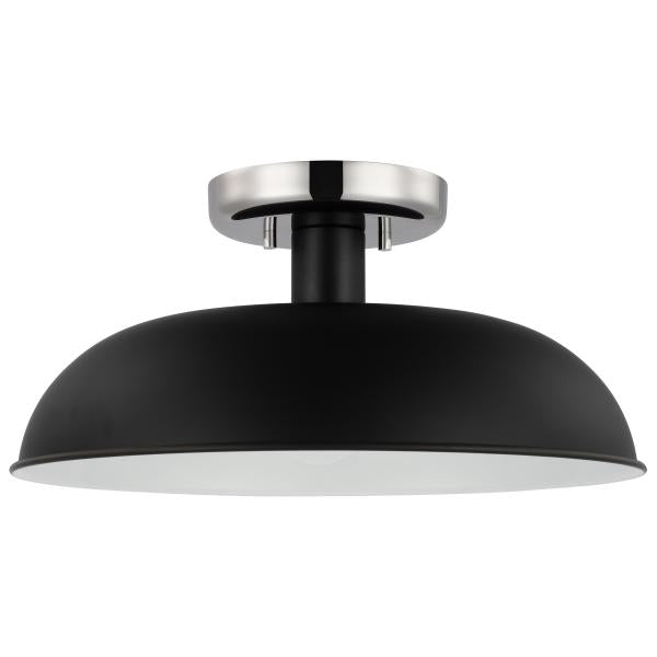 Colony - 1 Light - Small Semi-Flush Mount Fixture - Matte Black with Polished Nickel