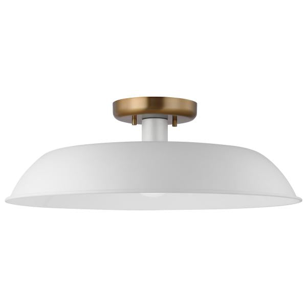 Colony - 1 Light - Medium Semi-Flush Mount Fixture - Matte White with Burnished Brass