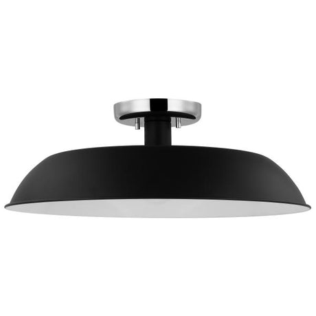 Colony - 1 Light - Medium Semi-Flush Mount Fixture - Matte Black with Polished Nickel