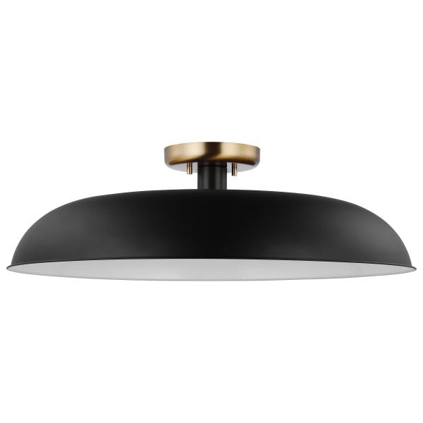 Colony - 1 Light - Large Semi-Flush Mount Fixture - Matte Black with Burnished Brass
