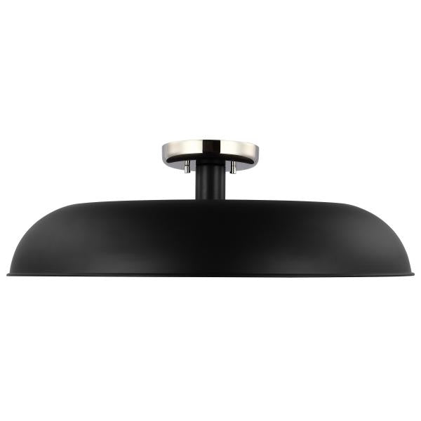 Colony - 1 Light - Large Semi-Flush Mount Fixture - Matte Black with Polished Nickel