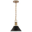 Outpost - 1 Light - Small Pendant - Matte Black with Burnished Brass