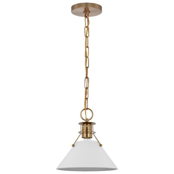 Outpost - 1 Light - Small Pendant - Matte White with Burnished Brass