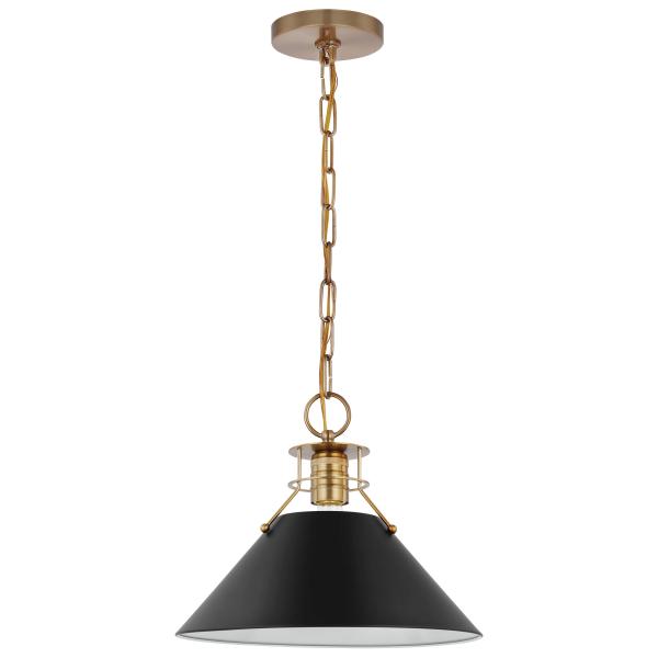 Outpost - 1 Light - Medium Pendant - Matte Black with Burnished Brass