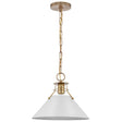 Outpost - 1 Light - Medium Pendant - Matte White with Burnished Brass