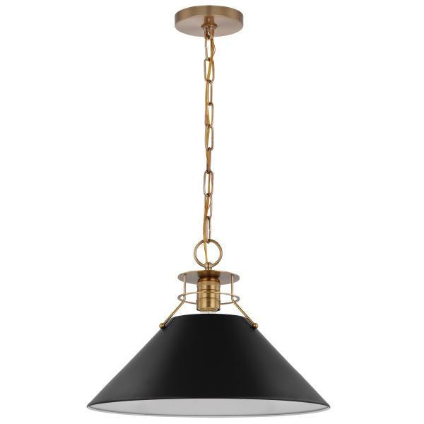 Outpost - 1 Light - Large Pendant - Matte Black with Burnished Brass