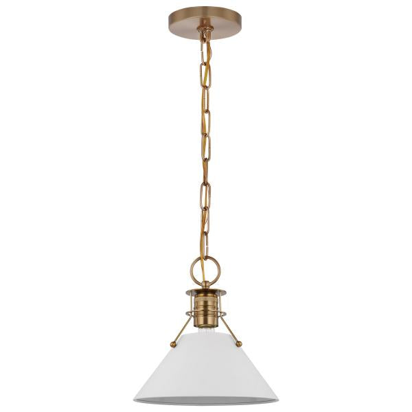 Outpost - 1 Light - Large Pendant - Matte White with Burnished Brass