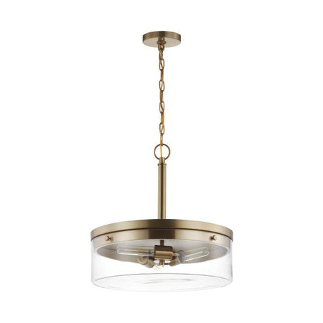 Intersection - 3 Light - Pendant - Burnished Brass with Clear Glass