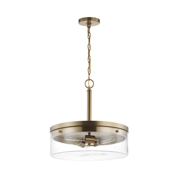 Intersection - 3 Light - Pendant - Burnished Brass with Clear Glass