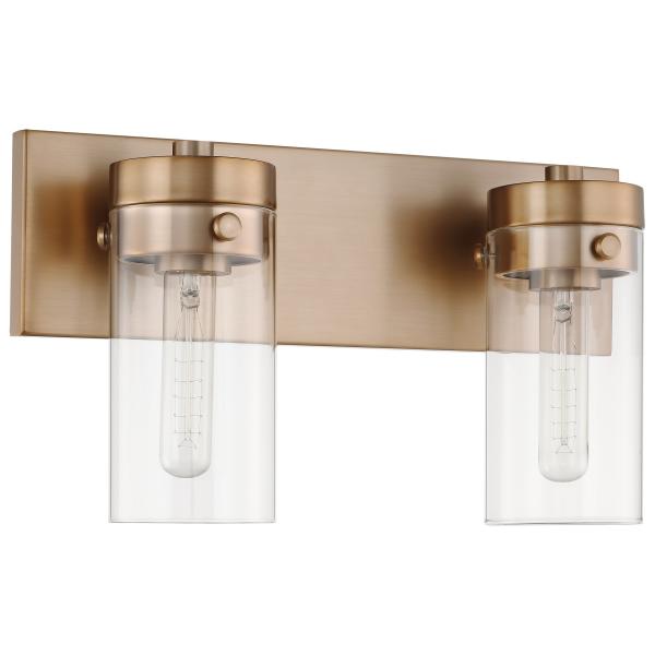 Intersection - 2 Light - Vanity - Burnished Brass with Clear Glass