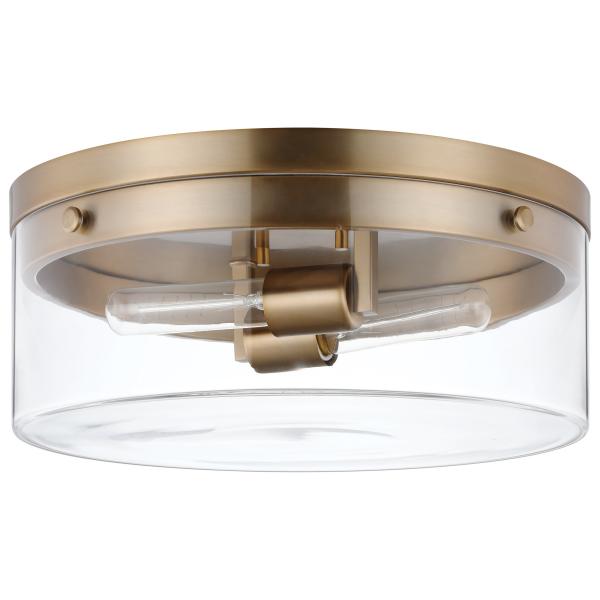 Intersection - Small Flush Mount Fixture - Burnished Brass with Clear Glass