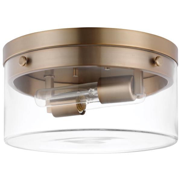 Intersection - Medium Flush Mount Fixture - Burnished Brass with Clear Glass