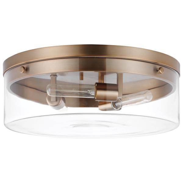 Intersection - Large Flush Mount Fixture - Burnished Brass with Clear Glass