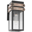 Homestead - 1 Light - Small Wall Lantern - Matte Black & Wood Finish with Clear Seeded Glass