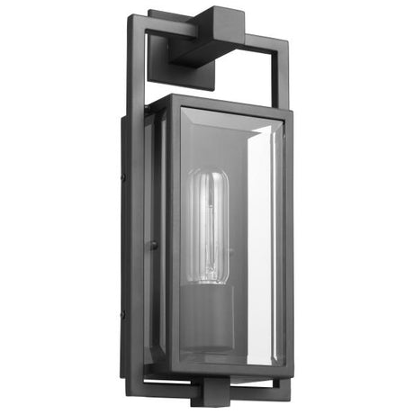 Exhibit - 1 Light - Small Wall Lantern - Matte Black Finish with Clear Beveled Glass