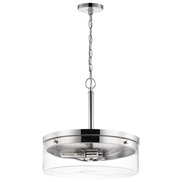 Intersection - 3 Light - Pendant - Polished Nickel with Clear Glass