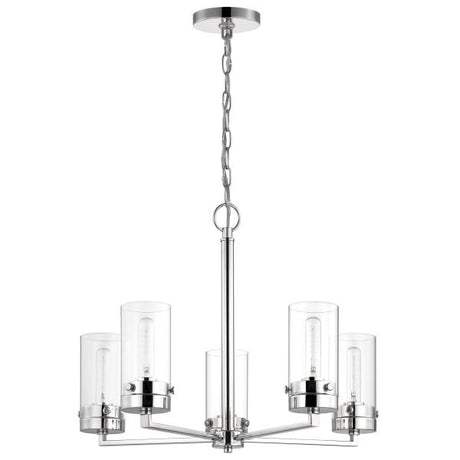 Intersection - 5 Light - Chandelier - Polished Nickel with Clear Glass