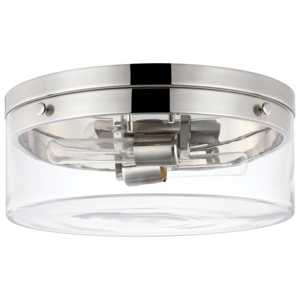 Intersection - Small Flush Mount Fixture - Polished Nickel with Clear Glass