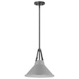 Zelda - 1 Light Pendant - Medium Base - 60 Watt - Black Finish - Gray Metal Shade - Faux Leather Straps