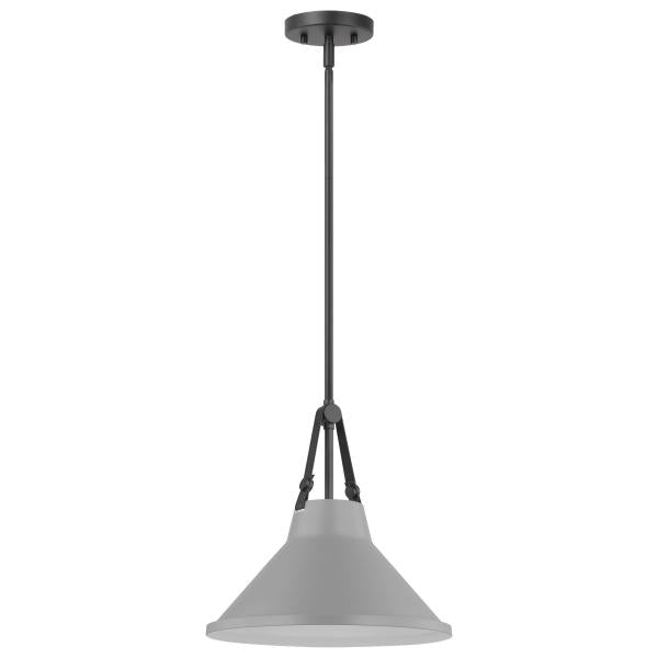 Zelda - 1 Light Pendant - Medium Base - 60 Watt - Black Finish - Gray Metal Shade - Faux Leather Straps