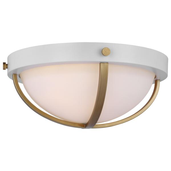 Lincoln - 2 Light Large Flush Mount - Medium Base - 60 Watt - Matte White Finish - White Opal Glass