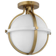 Lincoln - 1 Light Semi Flush Mount - Medium Base - 60 Watt - Matte White Finish - White Opal Glass