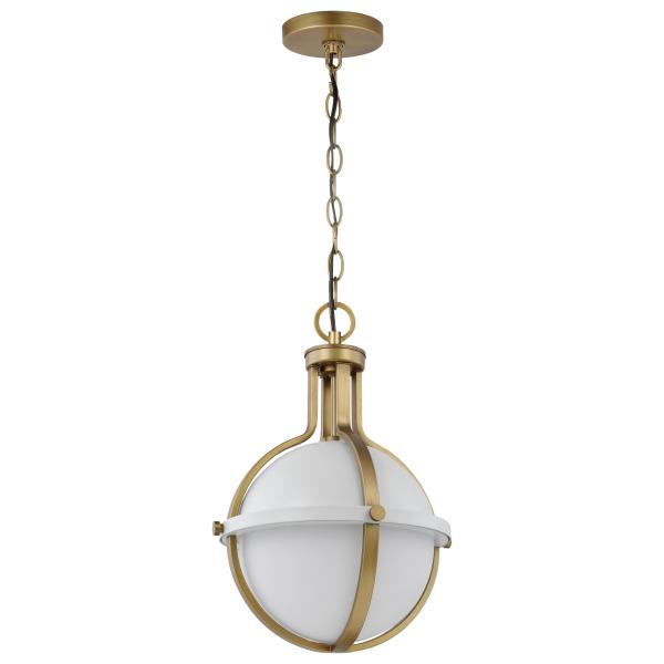 Lincoln - 1 Light Medium Pendant - Medium Base - 60 Watt - Matte White Finish - White Opal Glass