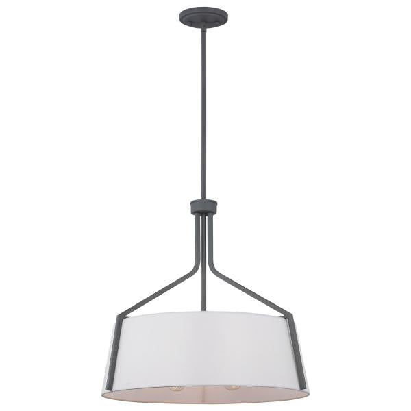 Livingston - 4 Light Pendant - Medium Base - 60 Watt - Putty Gray Finish - White Linen Fabric Shade