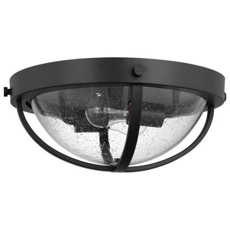 Lincoln - 2 Light Large Flush Mount - Medium Base - 60 Watt - Matte Black Finish - Clear Seeded Glass