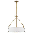 Halter - 4 Light Pendant - Medium Base - 60 Watt -Natural Brass Finish - White Fabric Shade