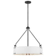 Halter - 4 Light Pendant - Medium Base - 60 Watt - Matte Black Finish - White Fabric Shade