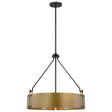 Halter - 4 Light Pendant - Medium Base - 60 Watt - Matte Black Finish - Natural Brass Metal Shade