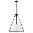 Brewster - 3 Light Pendant - Black Finish - White Metal Shade