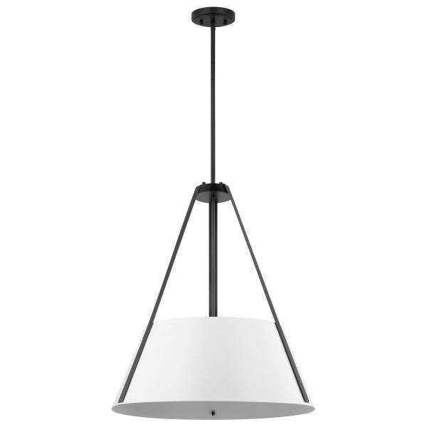 Brewster - 3 Light Pendant - Black Finish - White Metal Shade