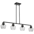 Destin - 4 Light Island Pendant - Medium Base - 60 Watt - Black And Silver Accent Finish - Clear Ribbed Glass