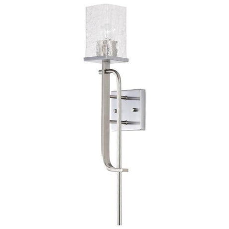 Terrace 1 Light Wall Sconce - Polished Nickel Finish - Crackel Glass