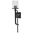 Terrace 1 Light Wall Sconce - Matte Black Finish - Crackel Glass