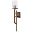 Terrace 1 Light Wall Sconce - Natural Brass Finish - Crackel Glass