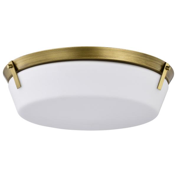 Rowen 4 Light Flush Mount - Natural Brass Finish - Etched White Glass