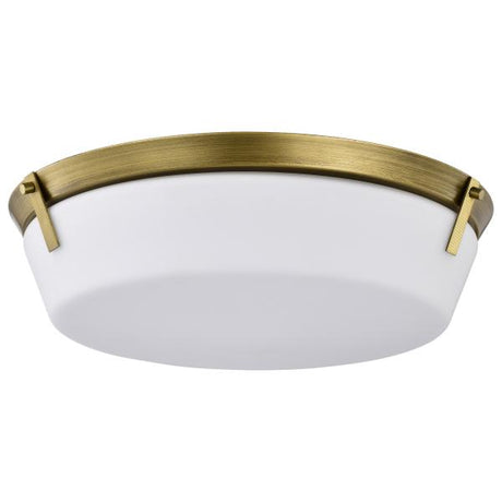 Rowen 4 Light Flush Mount - Natural Brass Finish - Etched White Glass