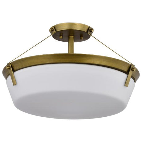 Rowen 4 Light Semi Flush - Natural Brass Finish - Etched White Glass