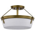 Rowen 3 Light Semi Flush - Natural Brass Finish - Etched White Glass