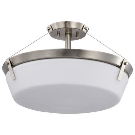 Rowen 4 Light Semi Flush - Brushed Nickel Finish - Etched White Glass