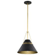 Adina 1 Light Medium Pendant - Matte Black and Natural Brass Finish