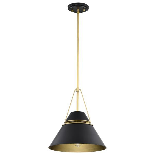 Adina 1 Light Medium Pendant - Matte Black and Natural Brass Finish