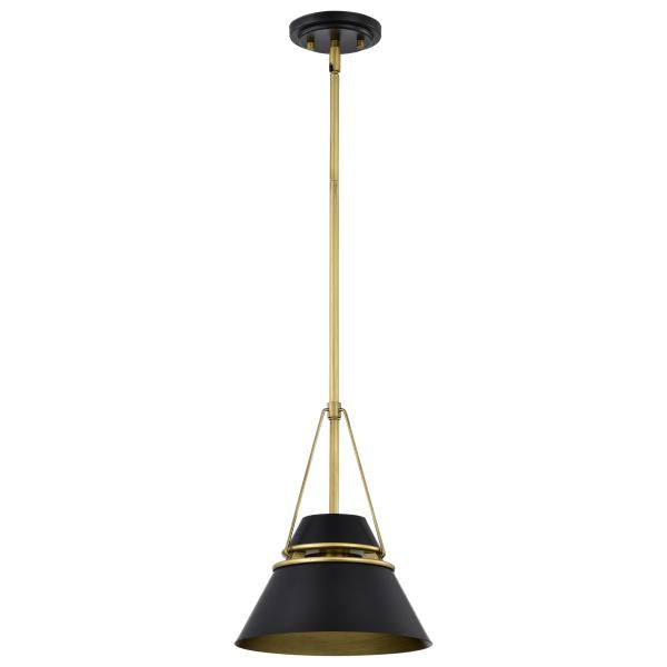 Adina 1 Light Small Pendant - Matte Black and Natural Brass Finish