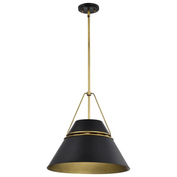 Adina 3 Light Large Pendant - Matte Black and Natural Brass Finish