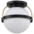 Lakeshore 1 Light Small Flush - Matte Black & Natural Brass Finish - White Opal Glass